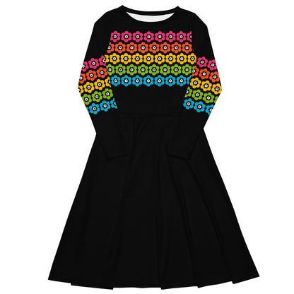 Midi Dress - PEACOCK BLOOM rainbow