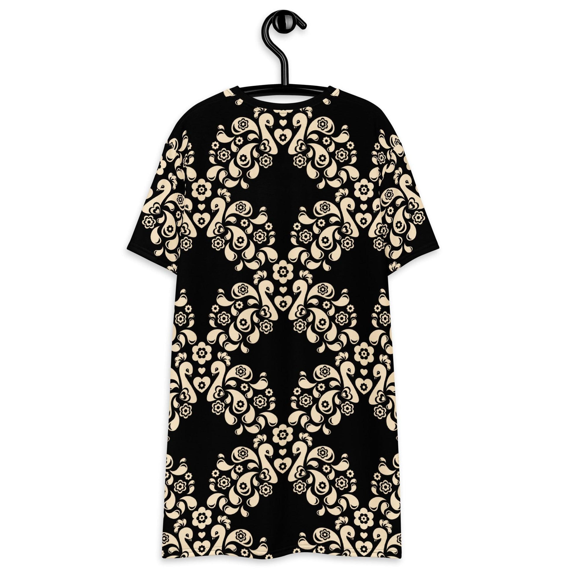 PEACOCK LOVE black - T-Shirt Dress - SHALMIAK