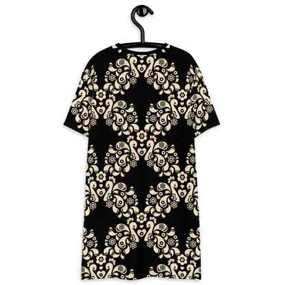 PEACOCK LOVE black - T-Shirt Dress - SHALMIAK