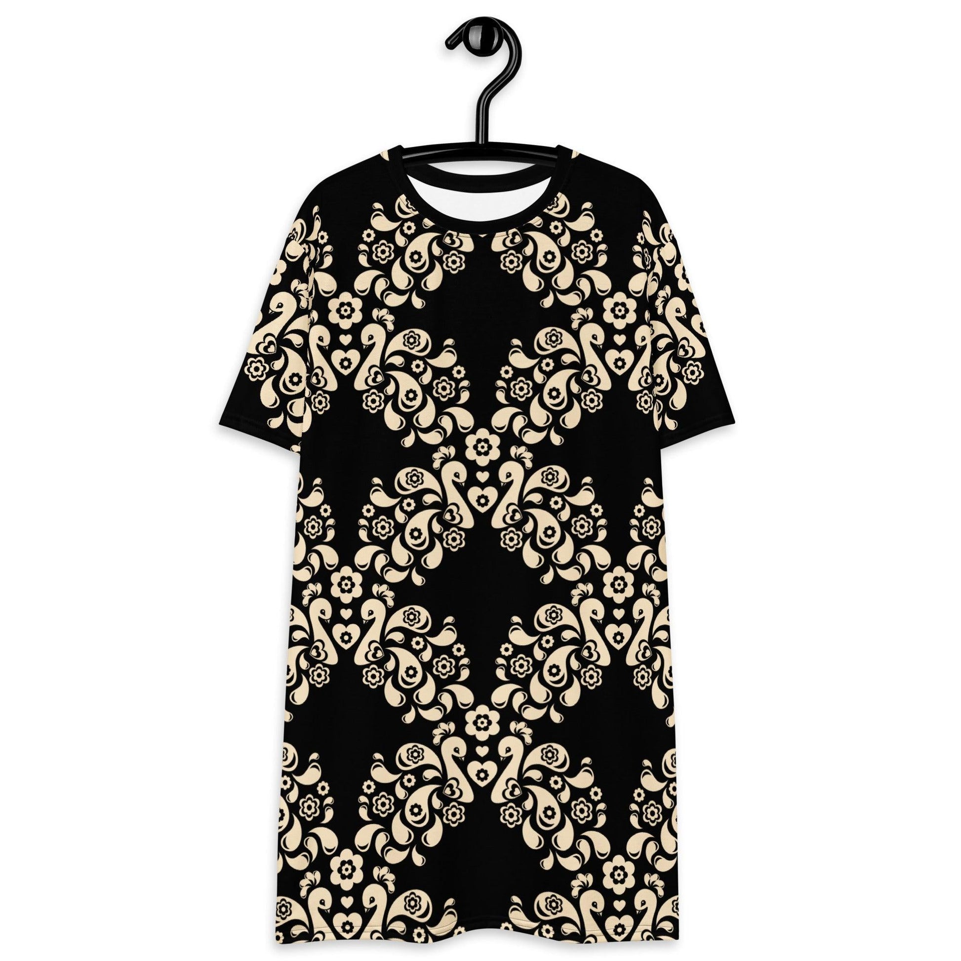 PEACOCK LOVE black - T-Shirt Dress - SHALMIAK