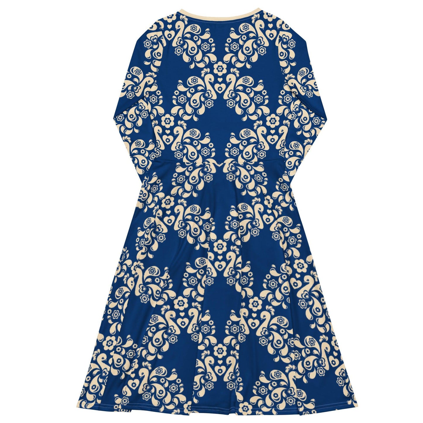 PEACOCK LOVE blue - Midi Dress With Pockets - SHALMIAK