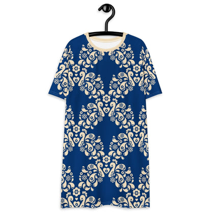 PEACOCK LOVE blue - T-Shirt Dress - SHALMIAK