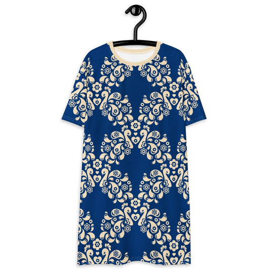 PEACOCK LOVE blue - T-Shirt Dress - SHALMIAK