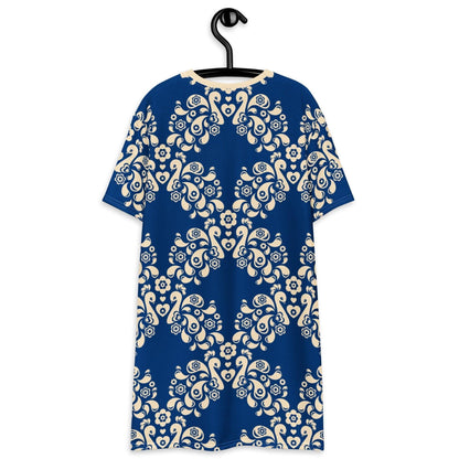 PEACOCK LOVE blue - T-Shirt Dress - SHALMIAK