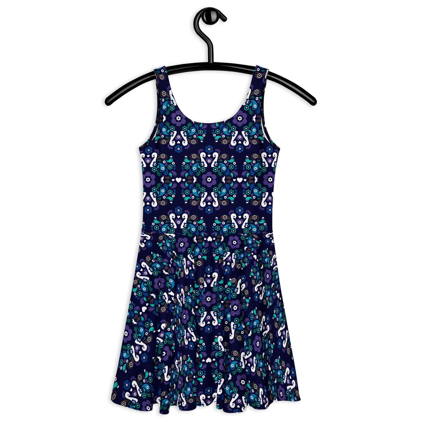 PEACOCK LOVE mystic blue - Skater Dress - SHALMIAK
