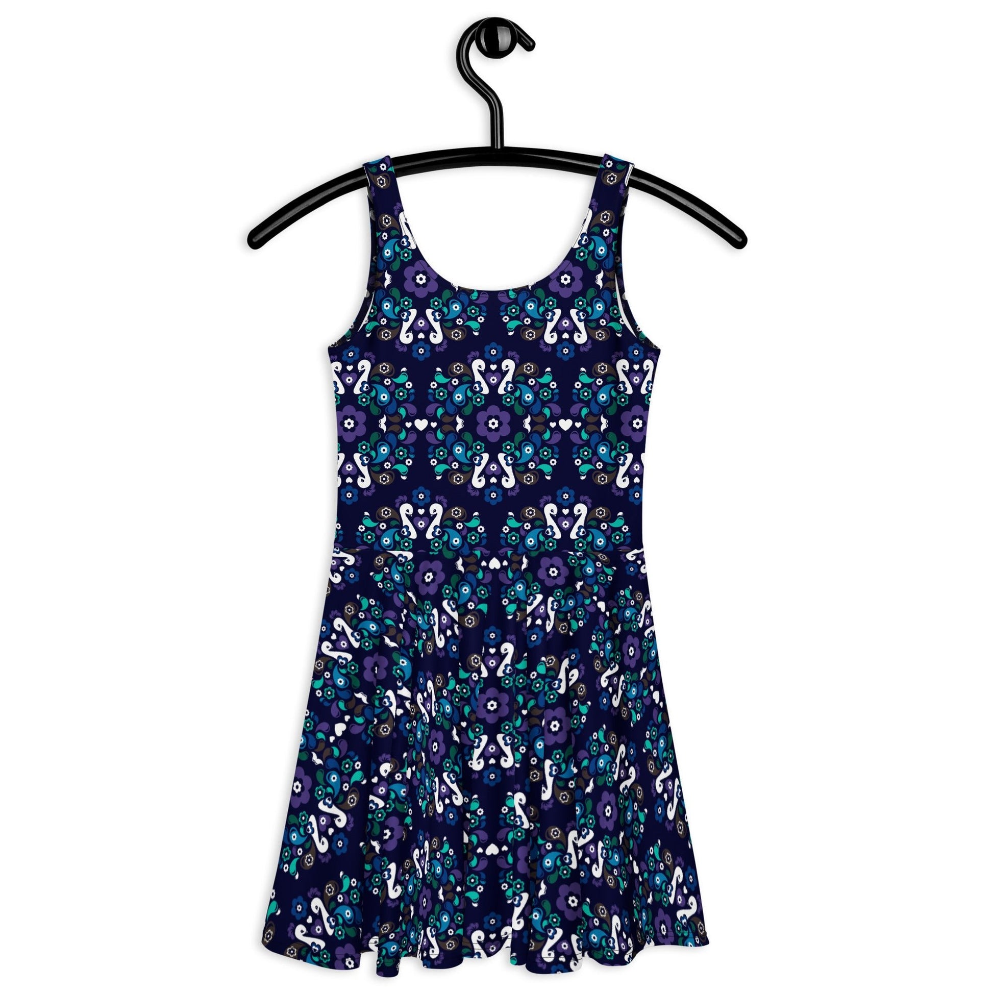 PEACOCK LOVE mystic blue - Skater Dress - SHALMIAK