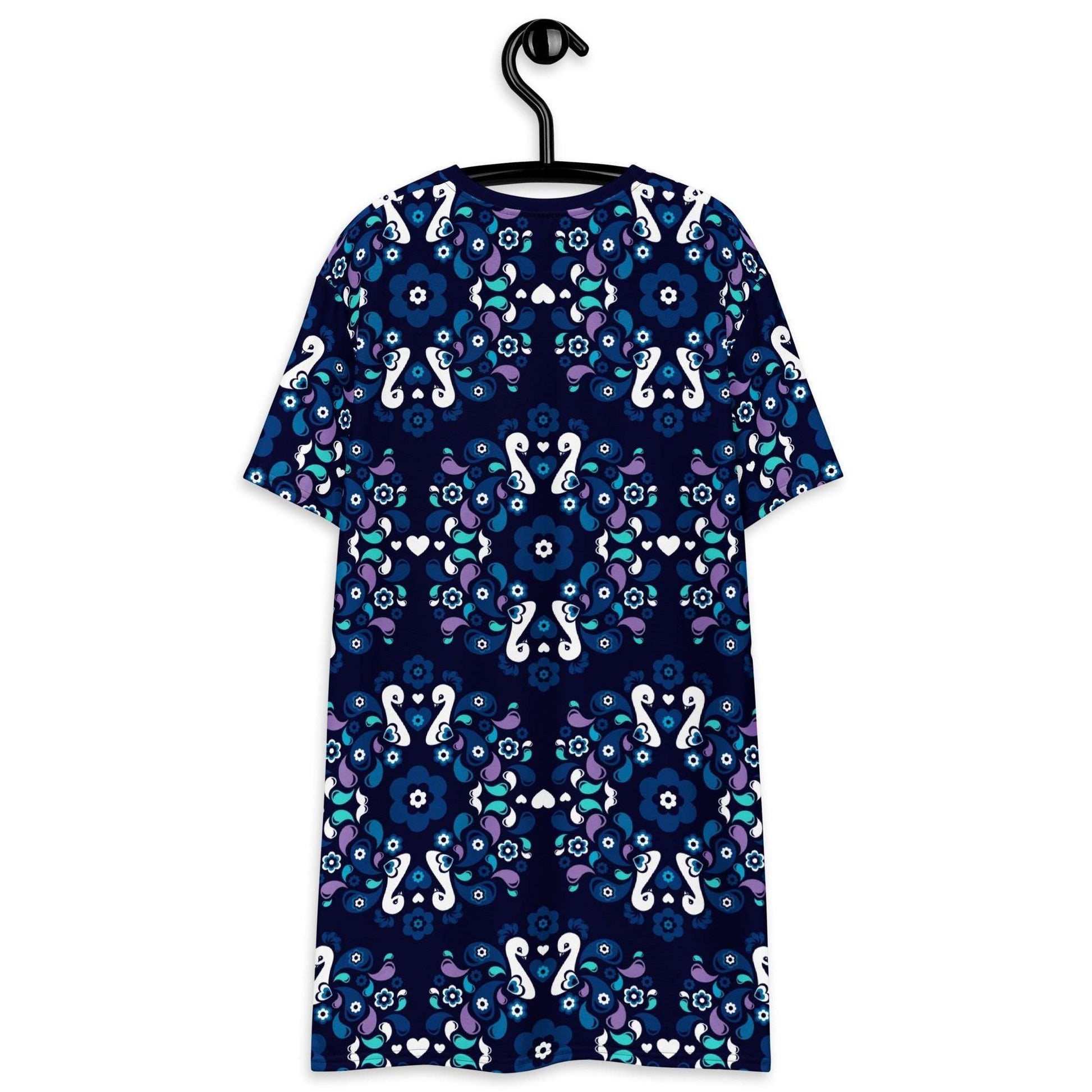 T-shirt dress - PEACOCK LOVE mystic blue - Glorious peacock print