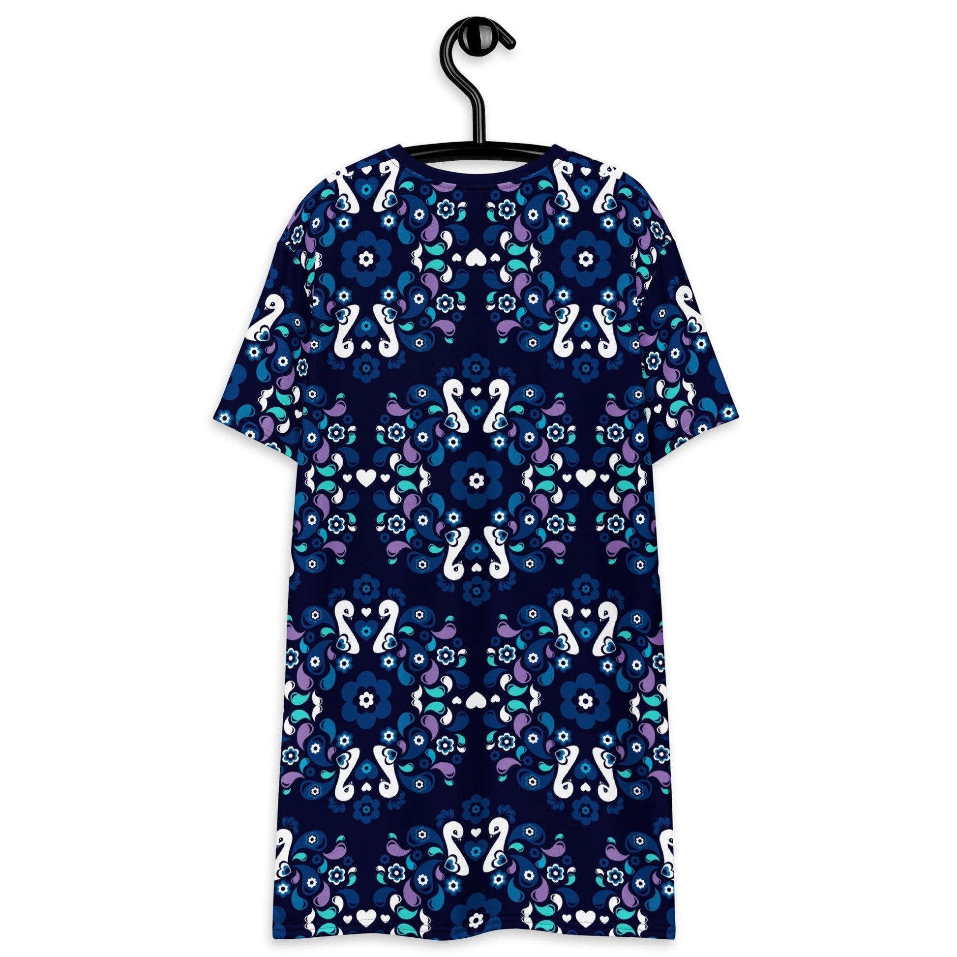 PEACOCK LOVE mystic blue - T-Shirt Dress - SHALMIAK