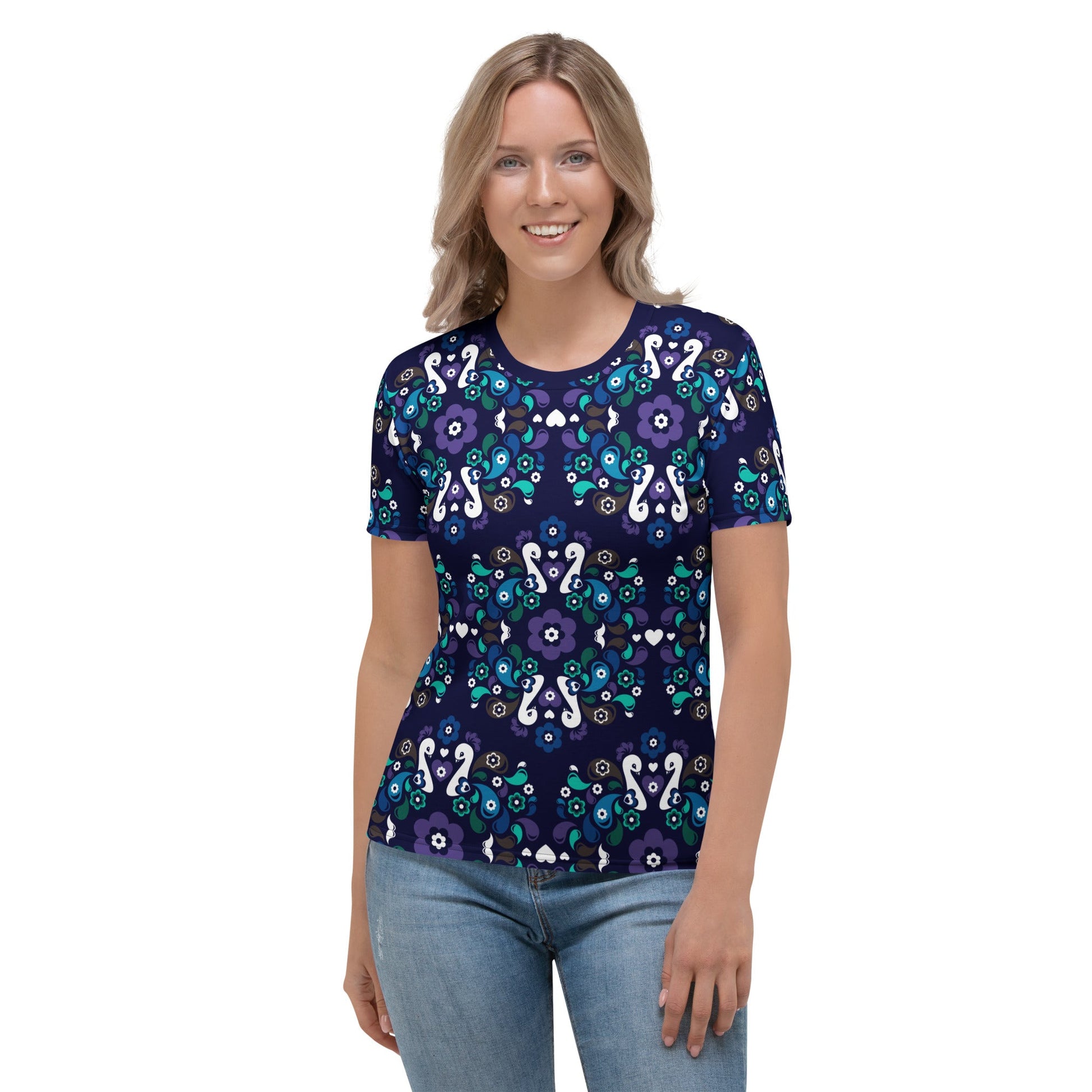 PEACOCK LOVE mystic blue - Woman’s T-Shirt - Glorious peacock print