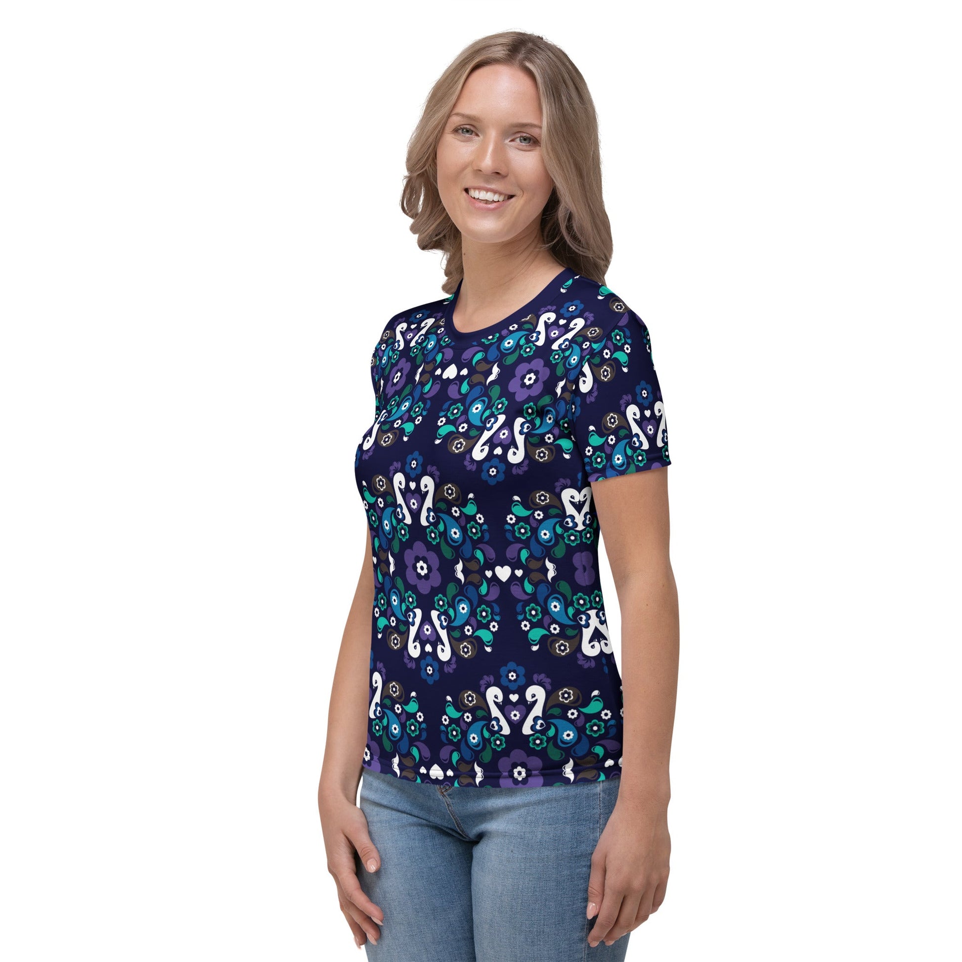 PEACOCK LOVE mystic blue - Woman’s T-Shirt - Glorious peacock print