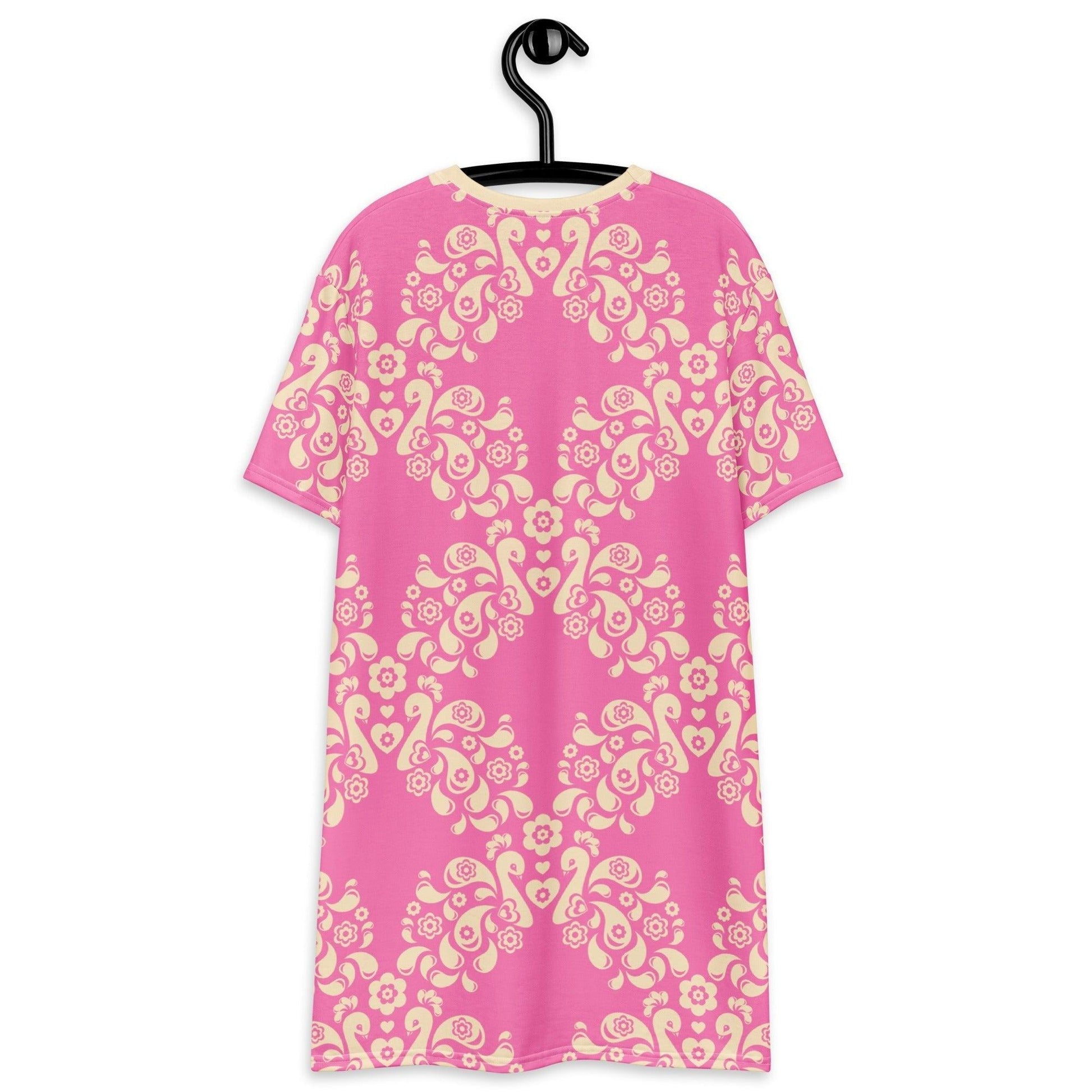PEACOCK LOVE pink - T-Shirt Dress - SHALMIAK