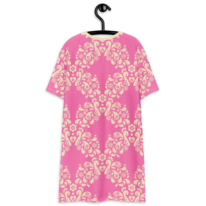 PEACOCK LOVE pink - T-Shirt Dress - SHALMIAK