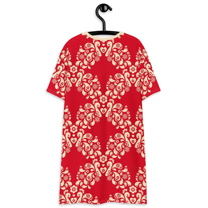 PEACOCK LOVE red - T-Shirt Dress - SHALMIAK