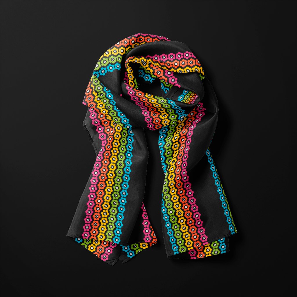 Scarf - PEACOCK BLOOM happy - Vibrant bloom stripe print