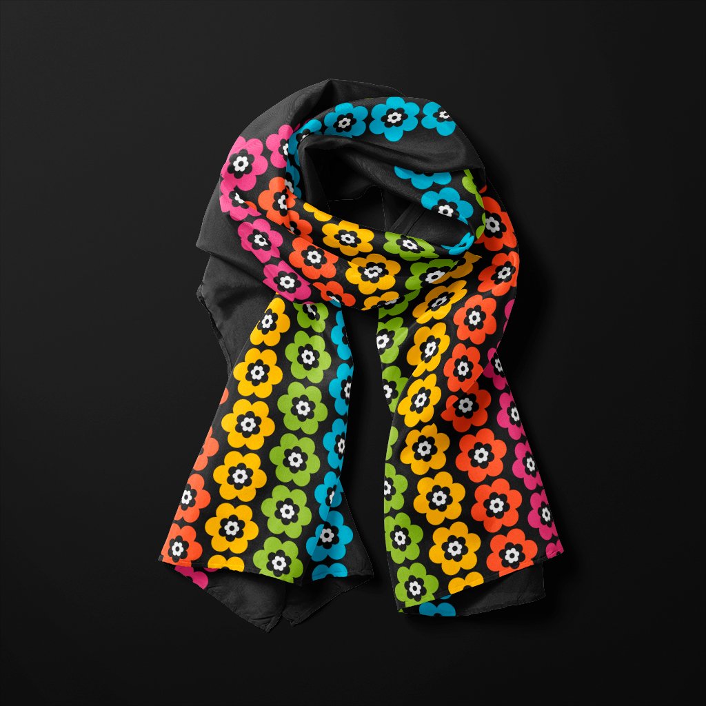 Scarf - PEACOCK BLOOM rainbow - Vibrant bloom stripe print
