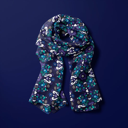 Scarf - PEACOCK LOVE mystic blue - Glorious peacock print