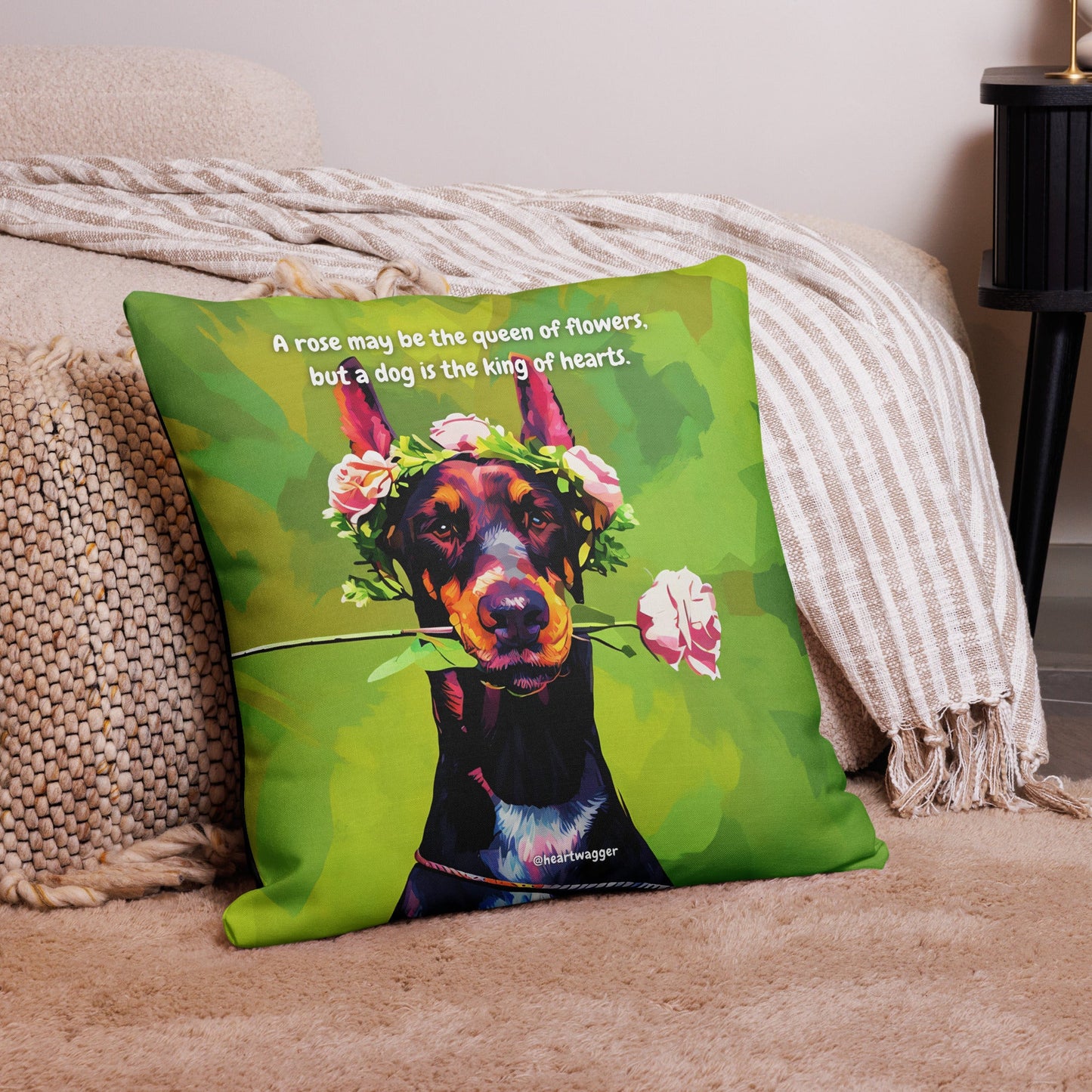 Pillow Case - A rose may be the queen of flowers, but a dog is the king of hearts - SHALMIAK