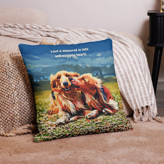 Pillow Case - Love is measured in licks and wagging hearts