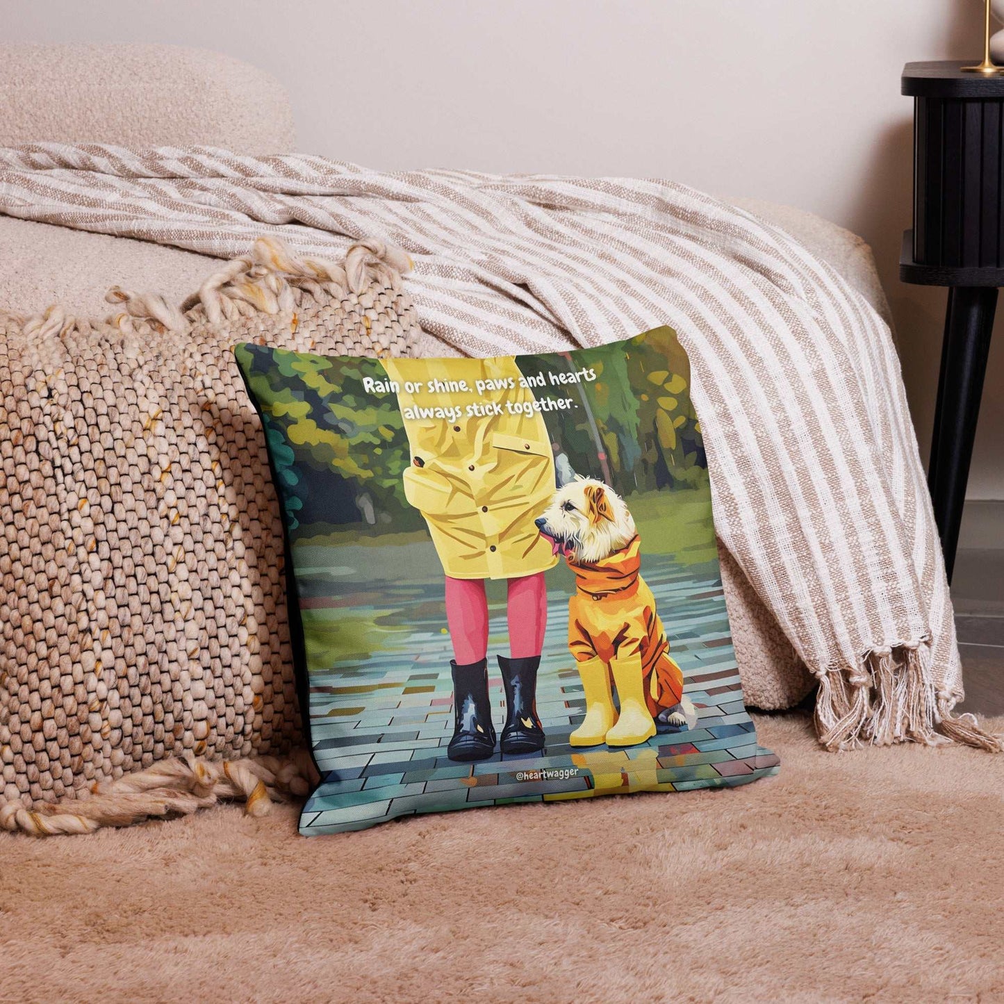 Pillow Case - Rain or shine, paws and hearts always stick together