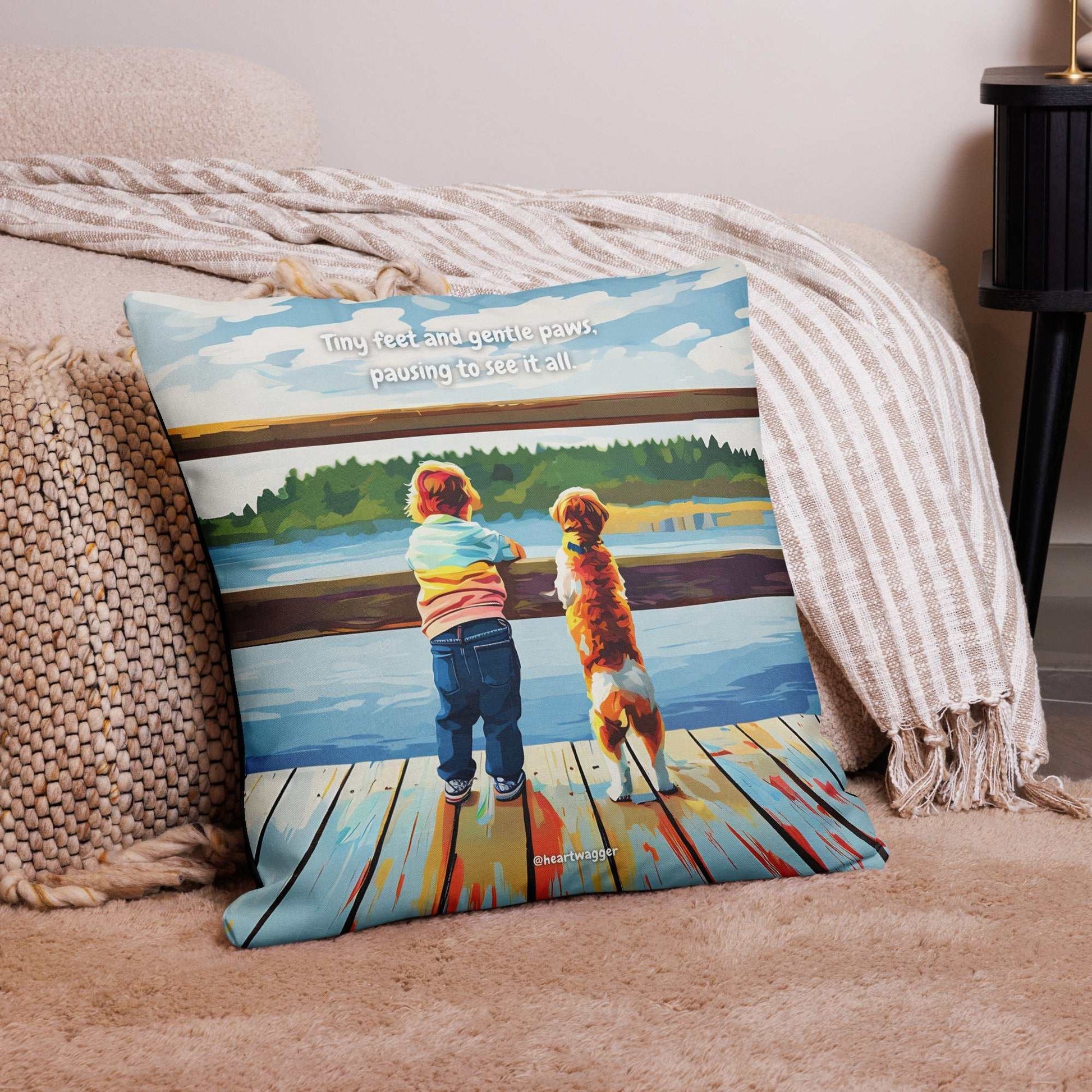 Pillow Case - Tiny feet and gentle paws, pausing to see it all