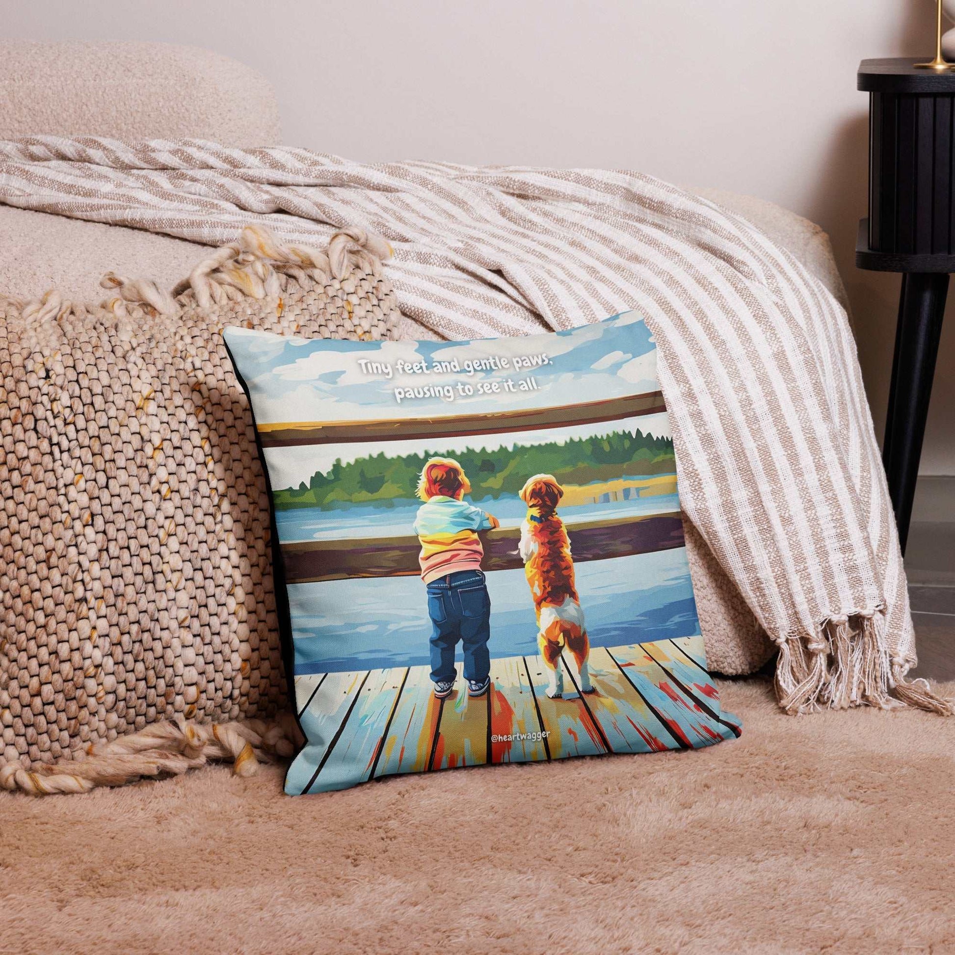 Pillow Case - Tiny feet and gentle paws, pausing to see it all