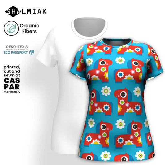 PONY BLOOM turquoise - Fitted T-shirt