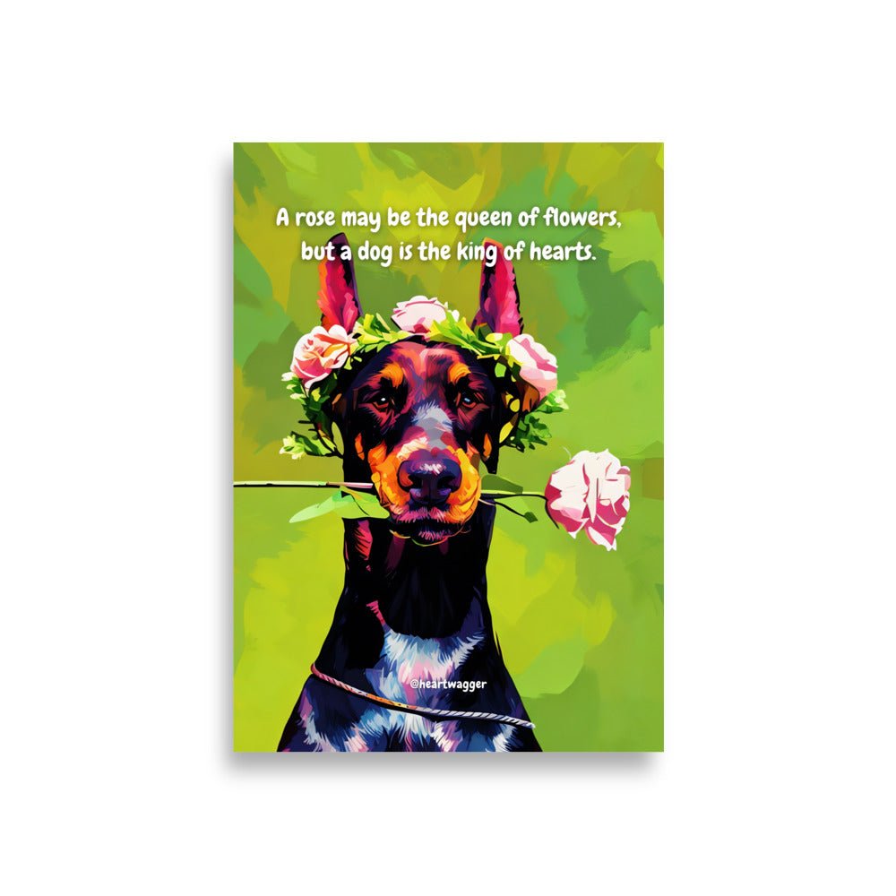 Poster - A rose may be the queen of flowers, but a dog is the king of hearts - SHALMIAK