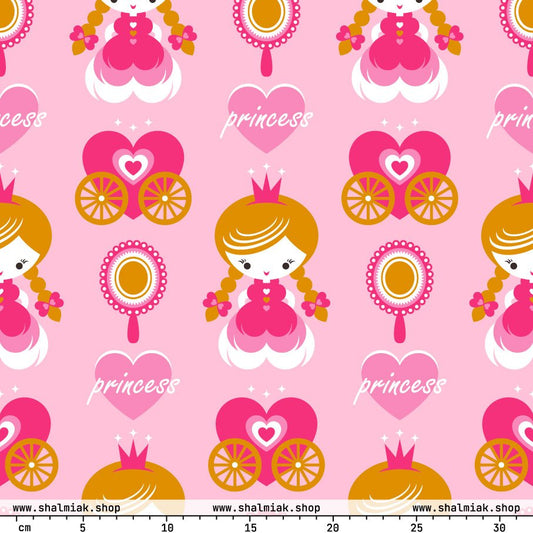 Fabric - PRINCESS pink - Cute princess print