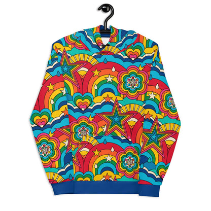 Hoodie - RAINBOW RAVE - Bold rainbow sky print 6XL