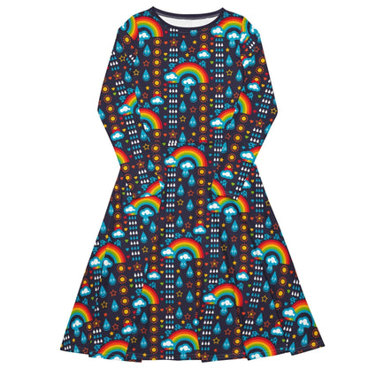 RAINBOWPHANT blue - Midi Dress With Pockets - SHALMIAK