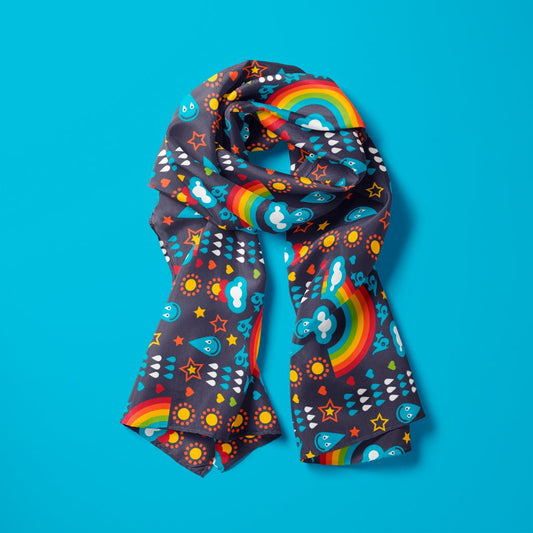 Scarf - RAINBOWPHANT blue - Rainbows and elephants print