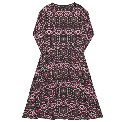 RAMONA pink brown - Midi Dress With Pockets - SHALMIAK