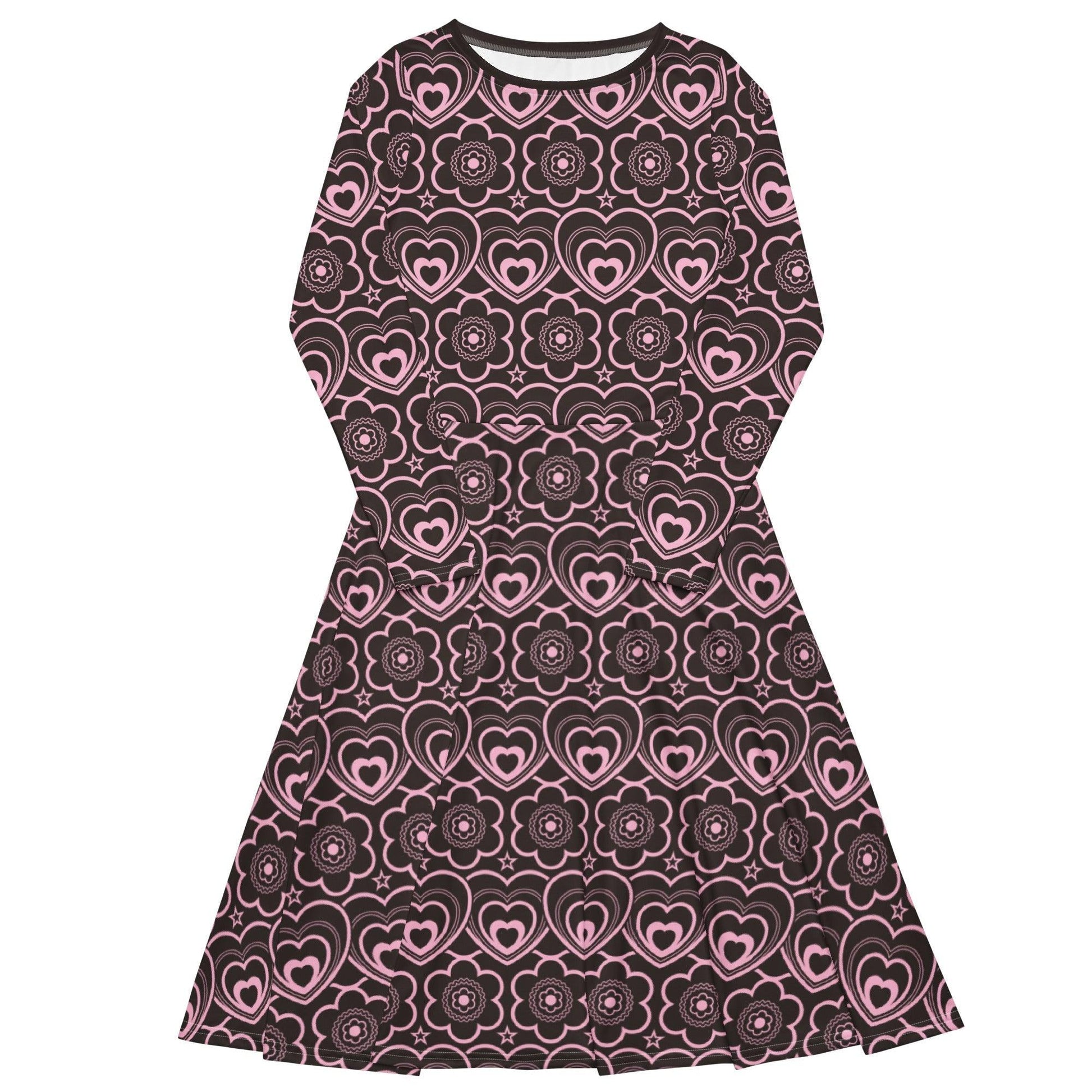 RAMONA pink brown - Midi Dress With Pockets - SHALMIAK
