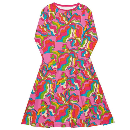 SASSY IRIS pink - Midi Dress With Pockets - SHALMIAK