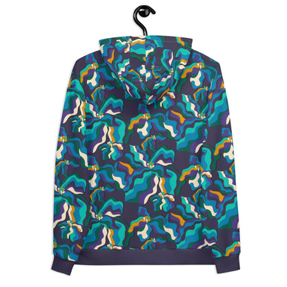 Hoodie - SASSY IRIS purple - Bold iris flower print
