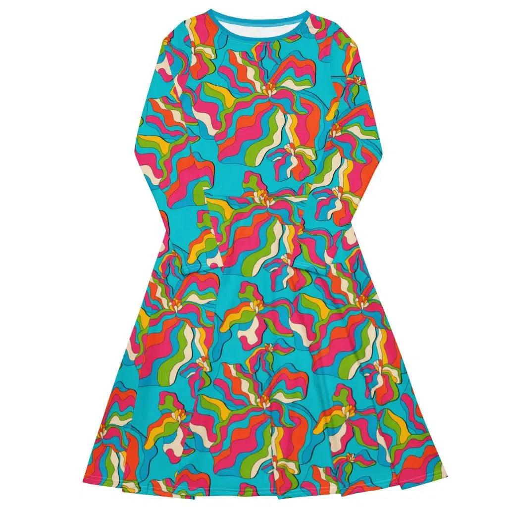 SASSY IRIS turquoise - Midi Dress With Pockets - SHALMIAK