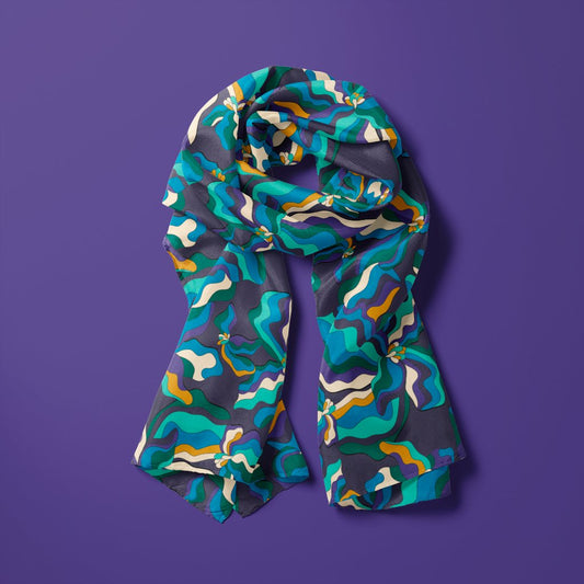 Scarf - SASSY IRIS purple - Bold iris flower print