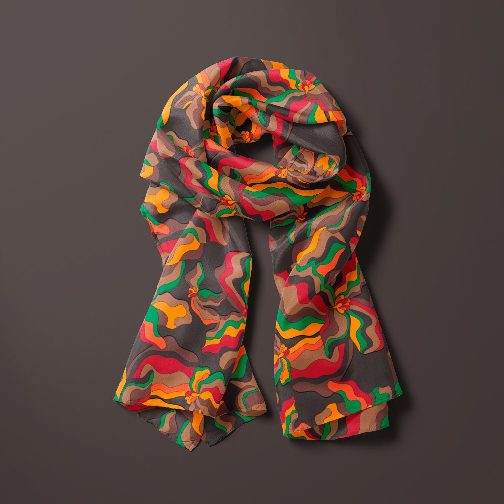 Scarf - SASSY IRIS retro - Bold iris flower print