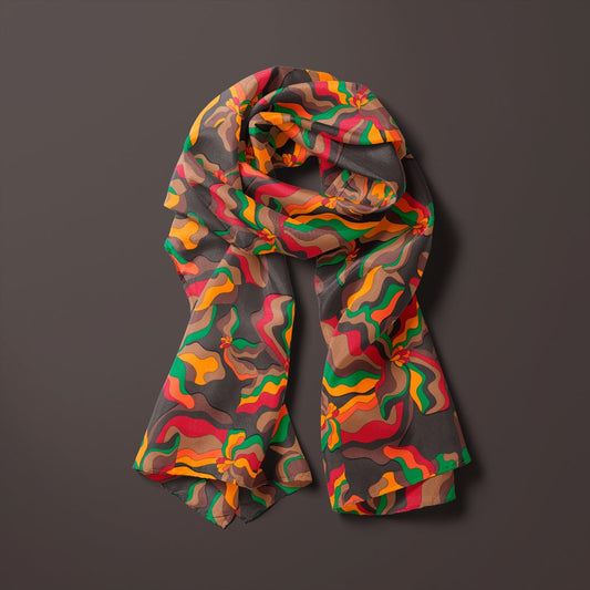 Scarf - SASSY IRIS retro - Bold iris flower print