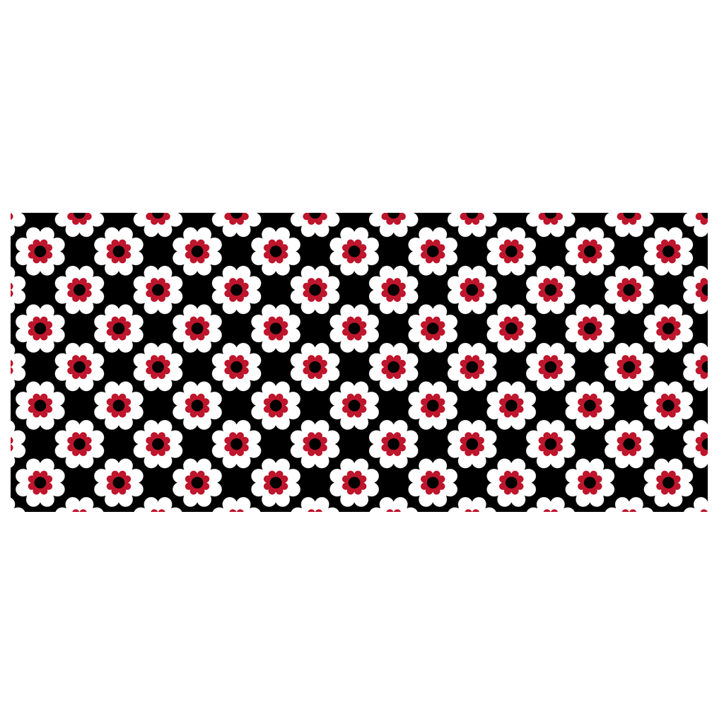 Scarf - FANCY BLOOM red white black - Pretty floral print