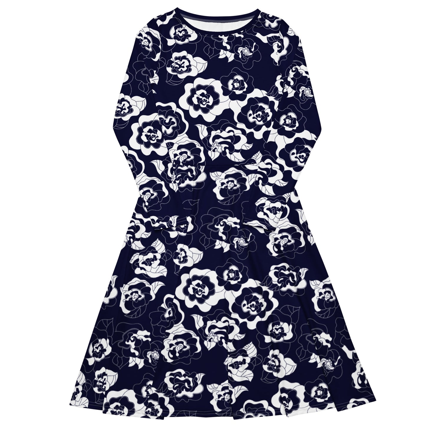SERENITY navy - Midi Dress With Pockets - SHALMIAK