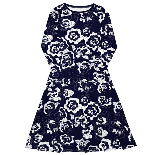 SERENITY navy - Midi Dress With Pockets - SHALMIAK