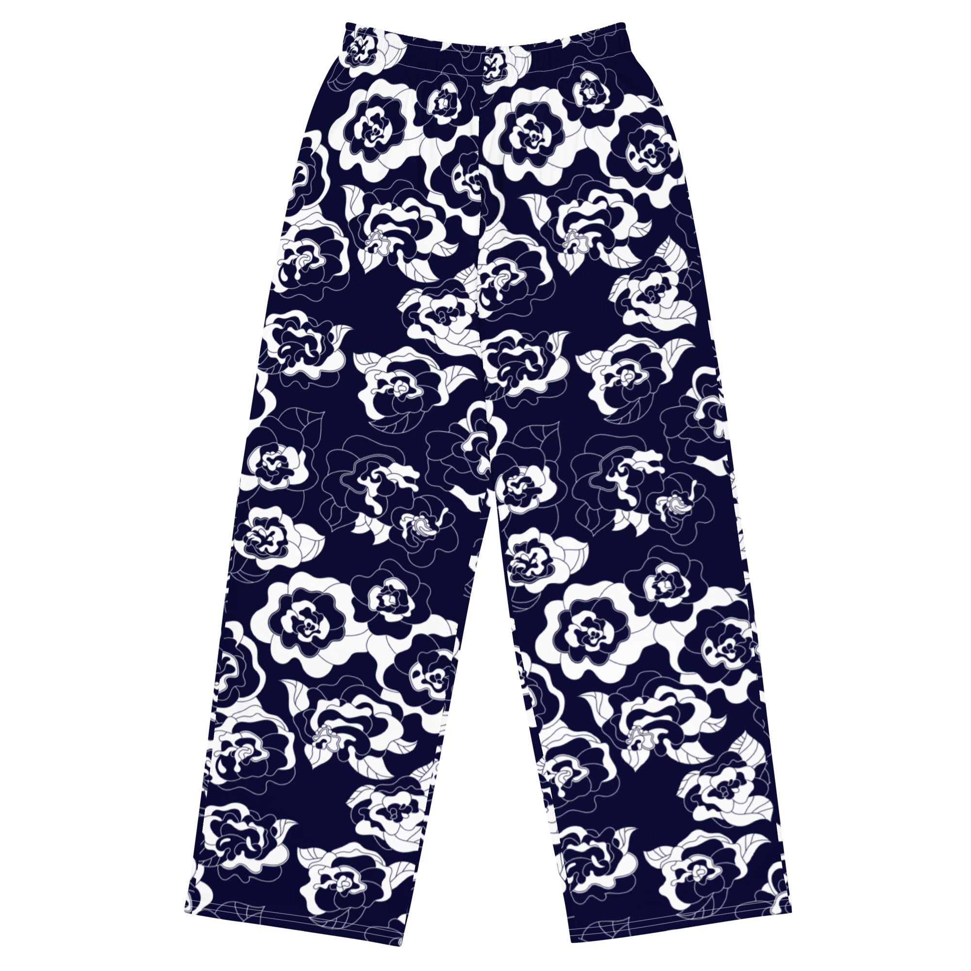 Pants - SERENITY navy - Simple elegant flower print – SHALMIAK