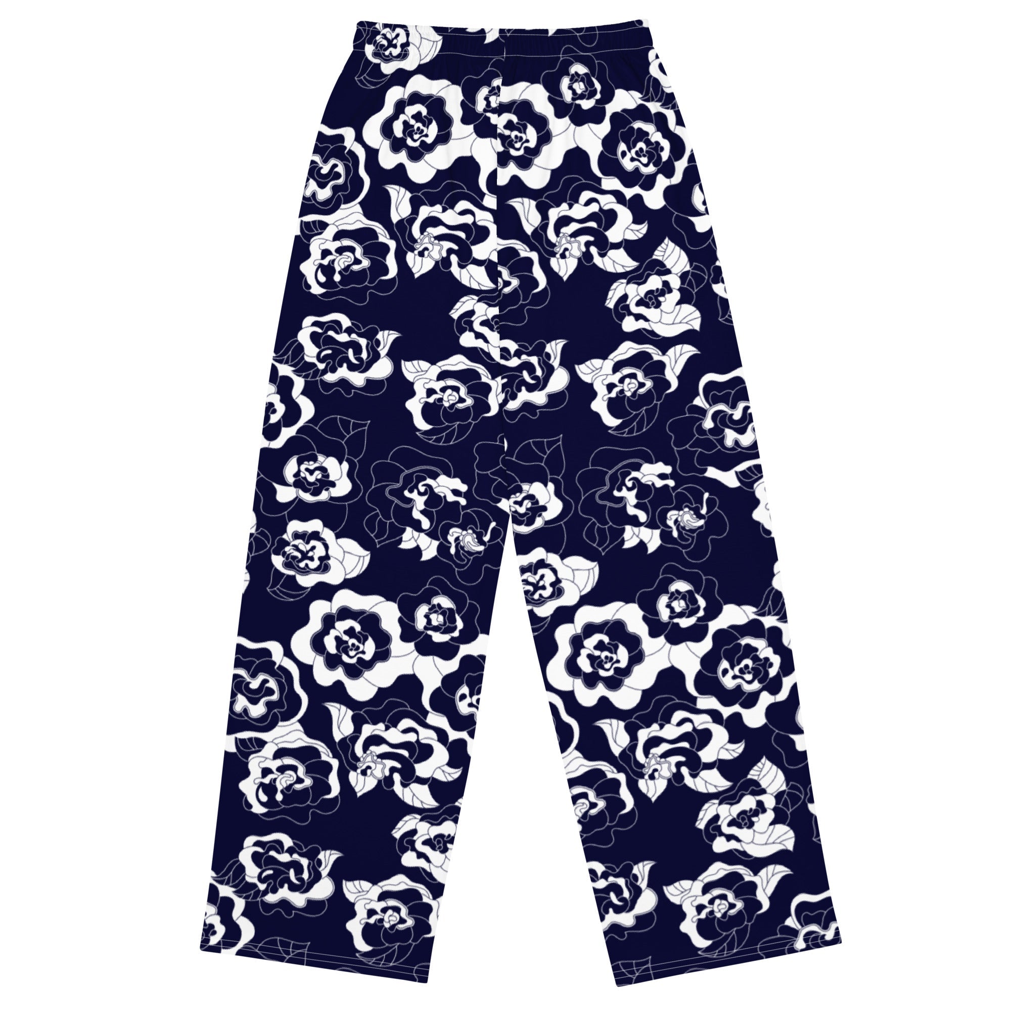 Pants - SERENITY navy - Simple elegant flower print – SHALMIAK