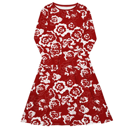 SERENITY scarlet - Midi Dress With Pockets - SHALMIAK
