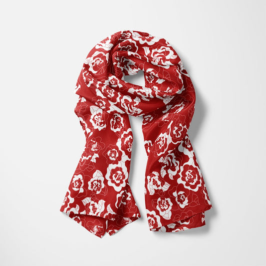 Scarf - SERENITY scarlet - Simple elegant flower print