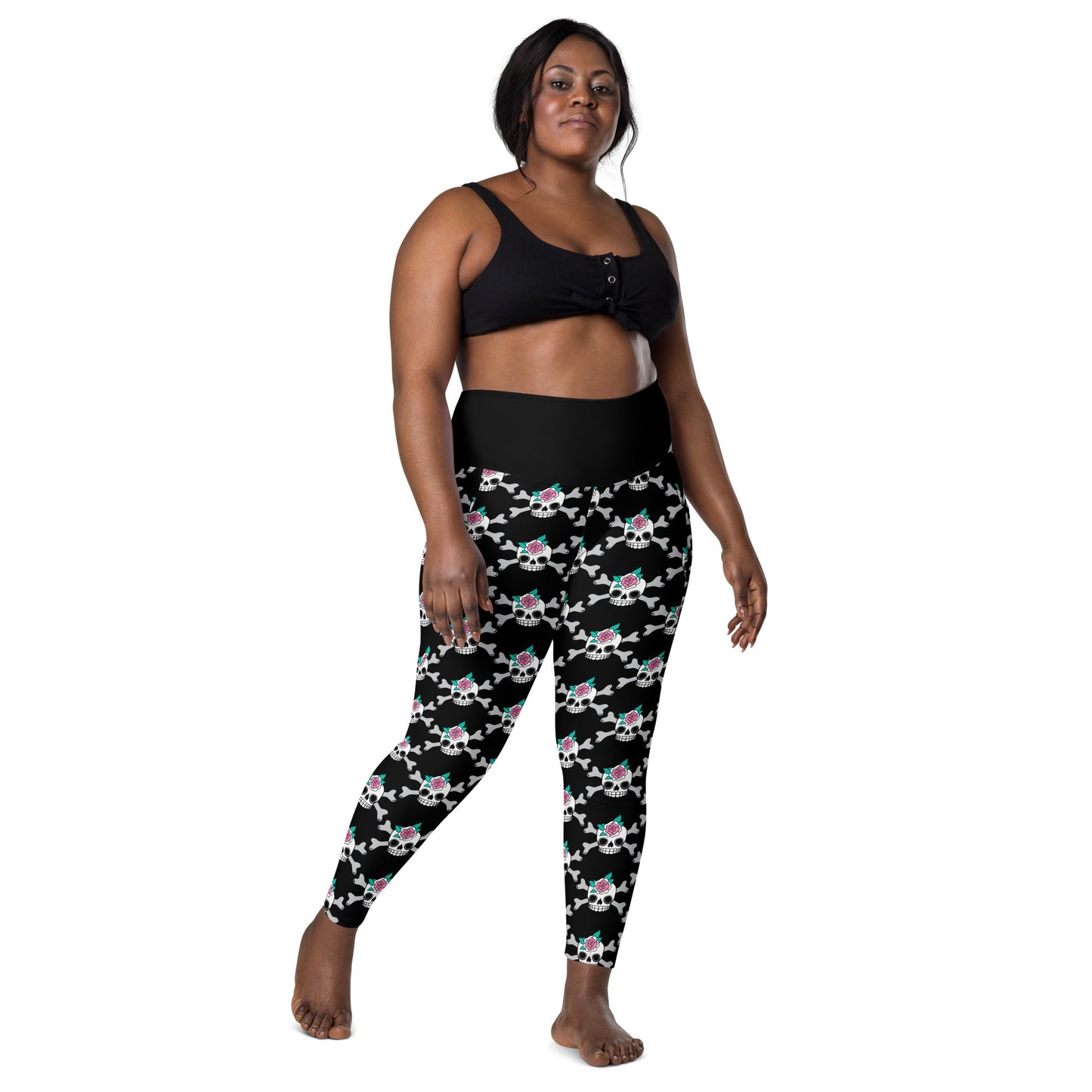 SKULLROSE black - Leggings With Pockets - SHALMIAK