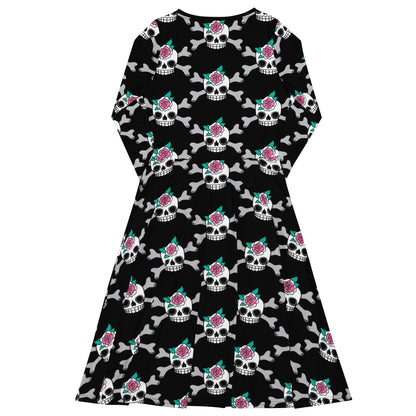SKULLROSE black - Midi Dress With Pockets - SHALMIAK