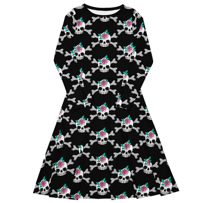 SKULLROSE black - Midi Dress With Pockets - SHALMIAK
