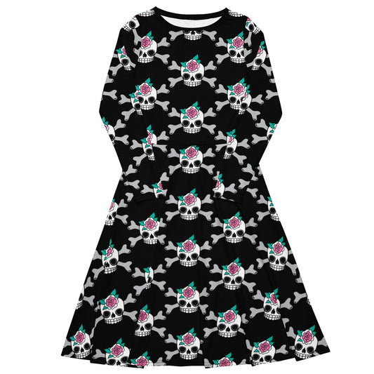 SKULLROSE black - Midi Dress With Pockets - SHALMIAK